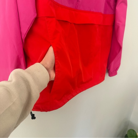 Champion Windbreaker Colorblock Pink Red Orange Quarter Zip Pullover Size Medium - Picture 9 of 12